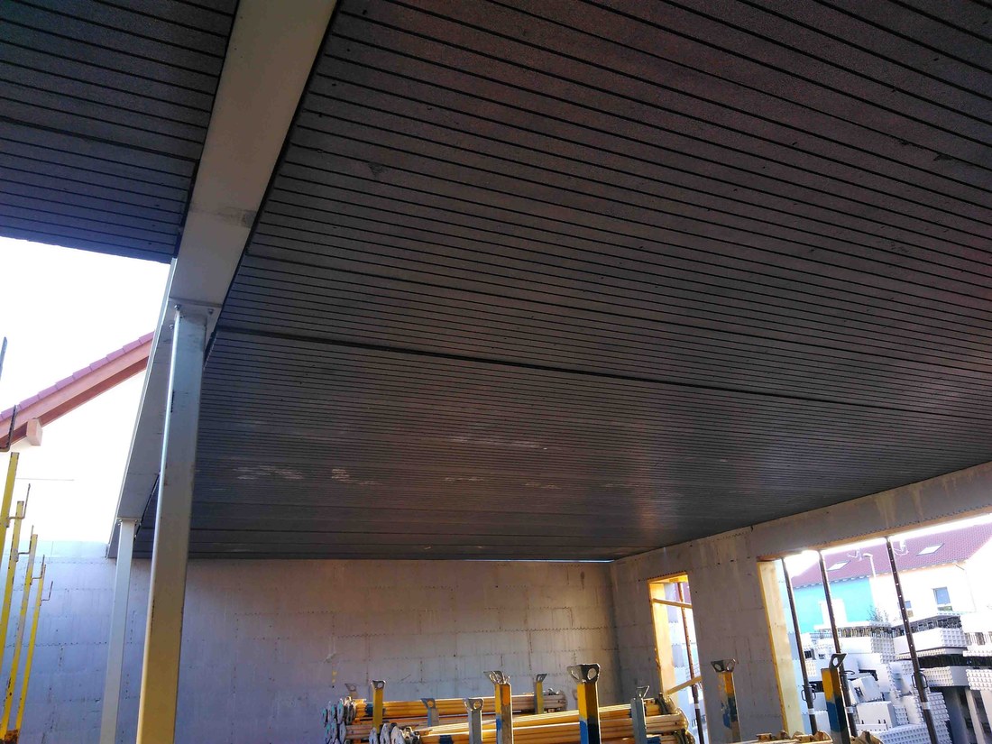 Styropordecke in Stahlträger eingelegt