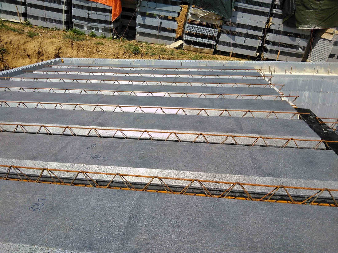 Styropordeckenelemente vor dem Betonieren